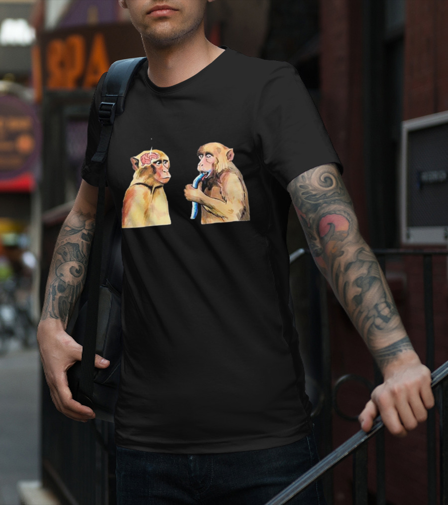 Neuron Activation Monkey Drinking Straw Connection T-Shirt