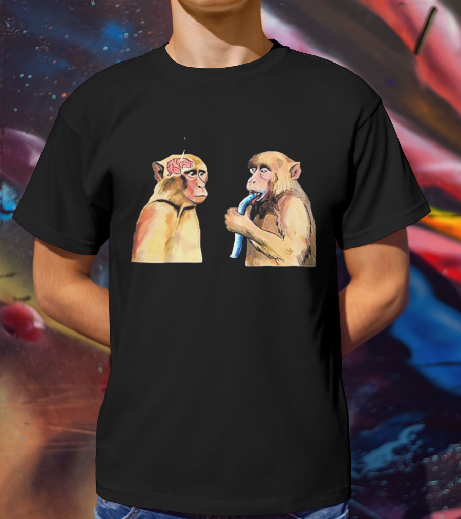 Neuron Activation Monkey Drinking Straw Connection T-Shirt