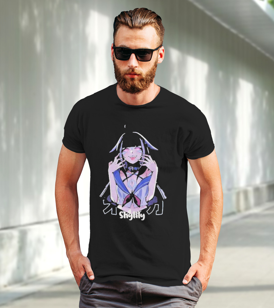 Shylily Yandere Anime Character With Fanged Smile And Pointed Ears T-Shirt