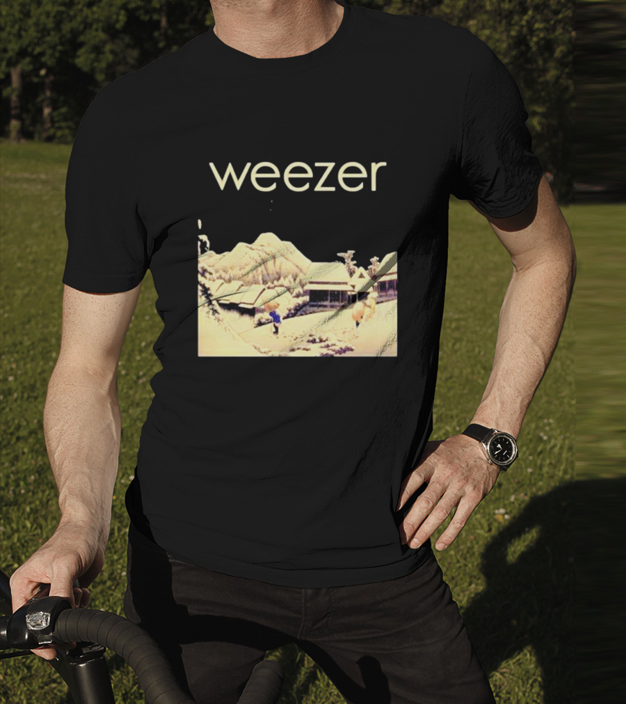 Weezer Pinkerton Album Snowy Village Scene T-Shirt
