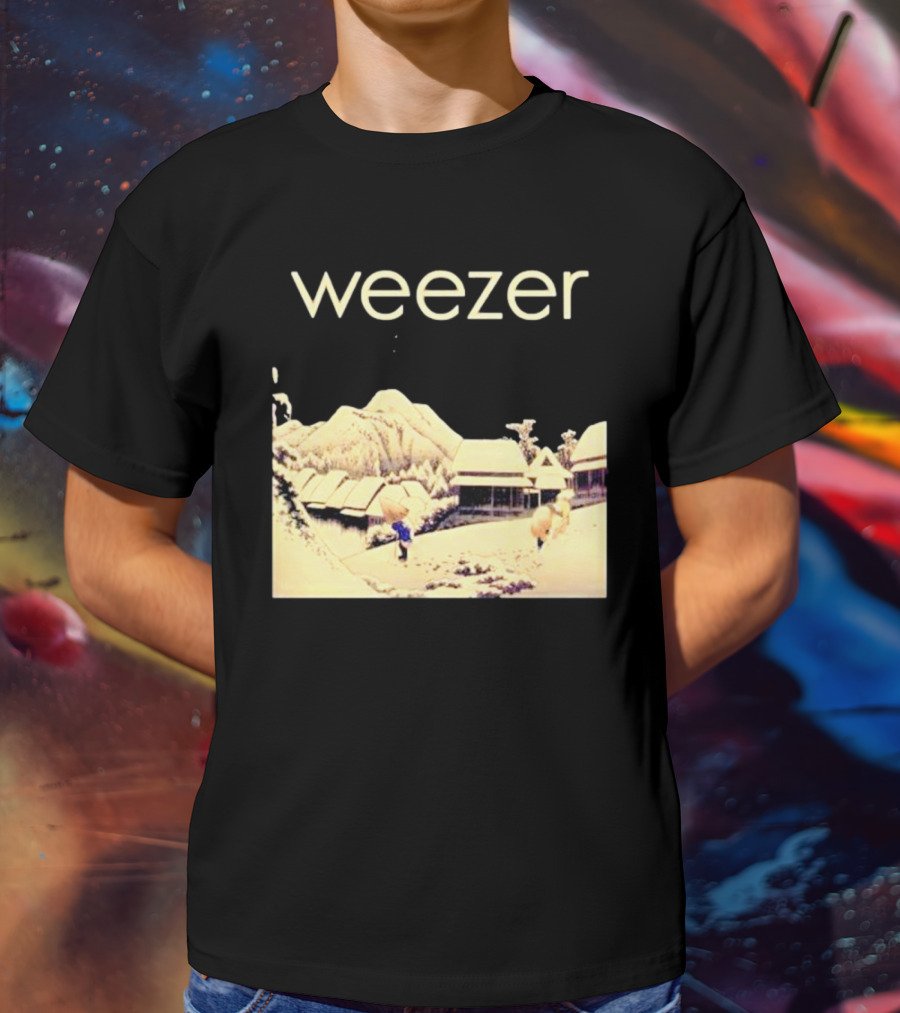 Weezer Pinkerton Album Snowy Village Scene T-Shirt