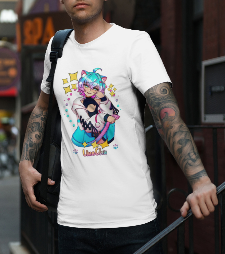 LineChu Glimmer Anime Character With Cat Ears And Colorful Pastel Aesthetic T-Shirt
