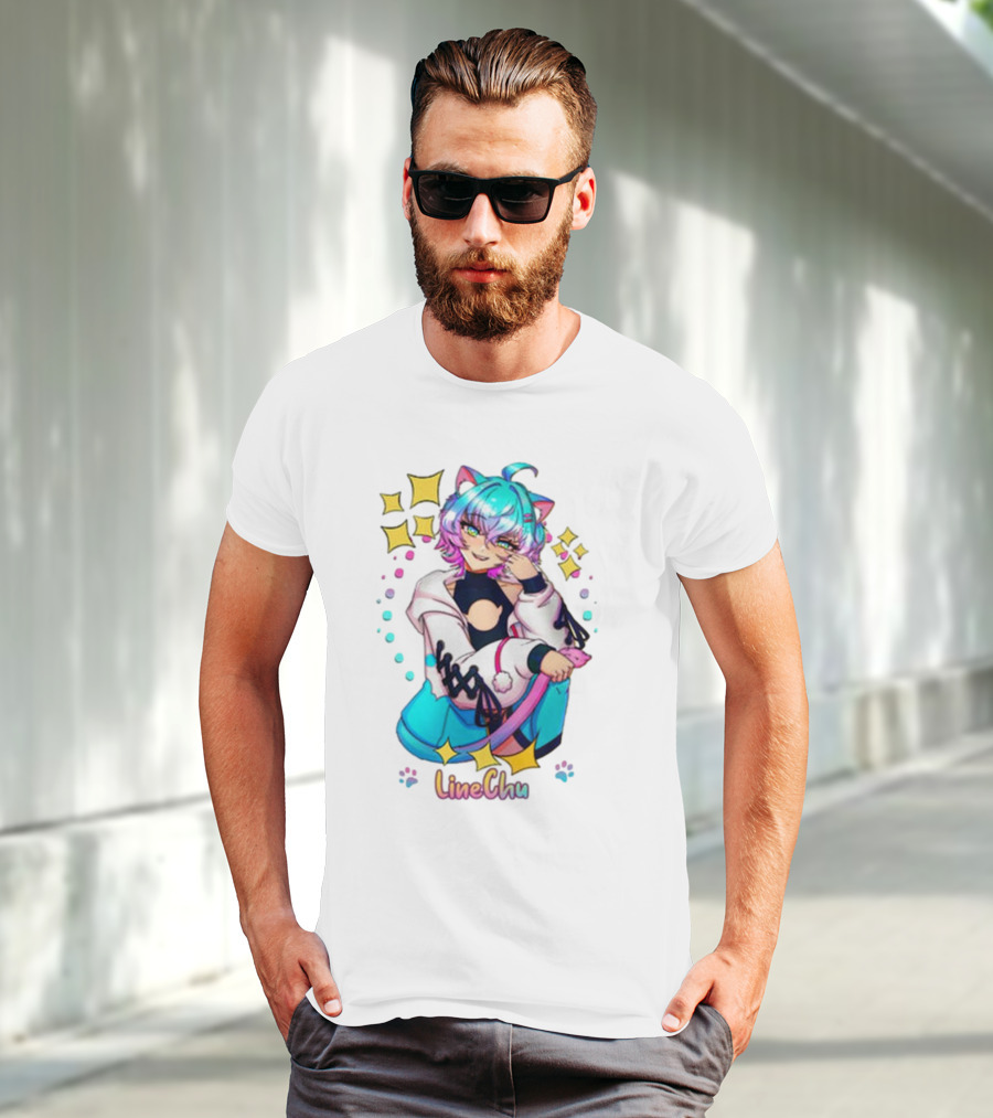 LineChu Glimmer Anime Character With Cat Ears And Colorful Pastel Aesthetic T-Shirt