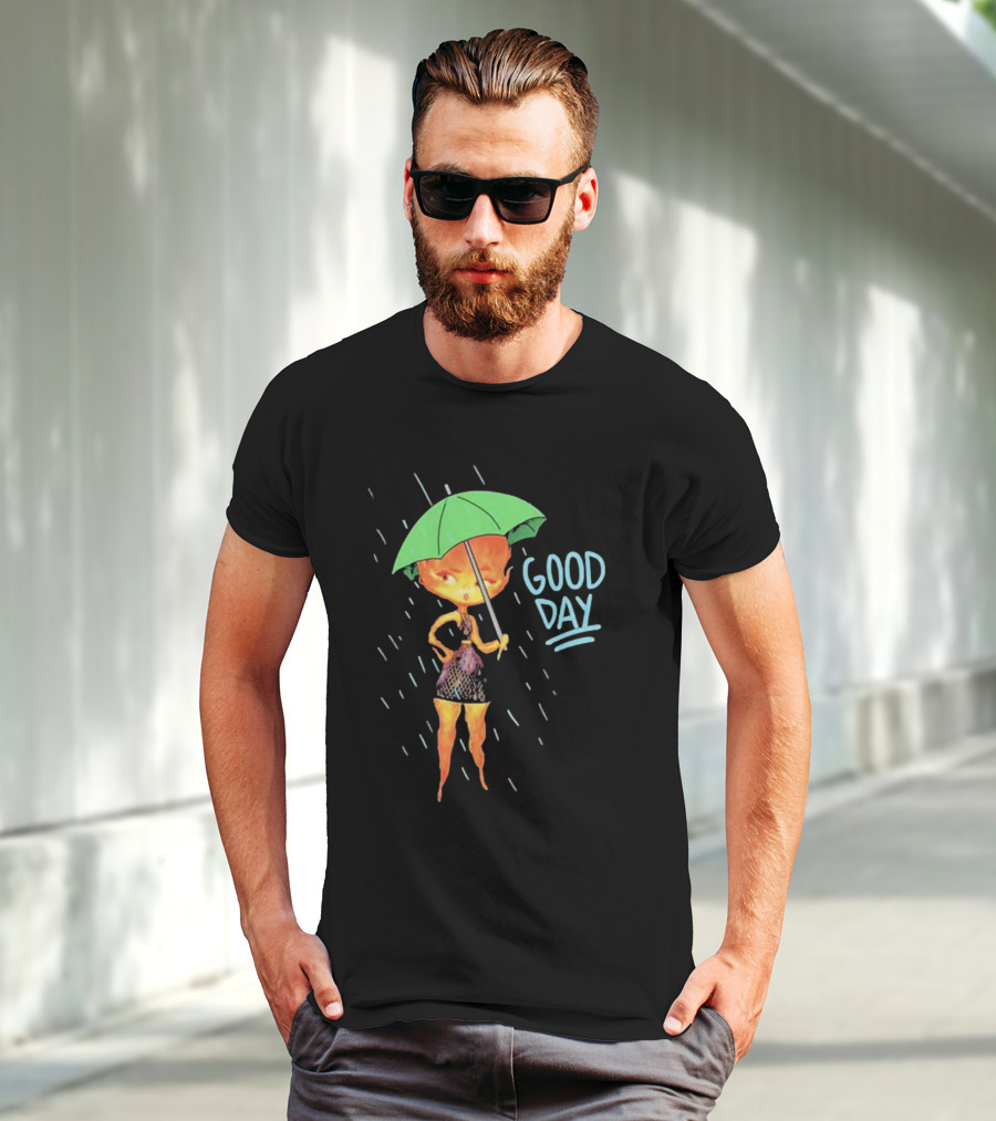 Good Day Ember Lumen Raindrops Green Umbrella T-Shirt
