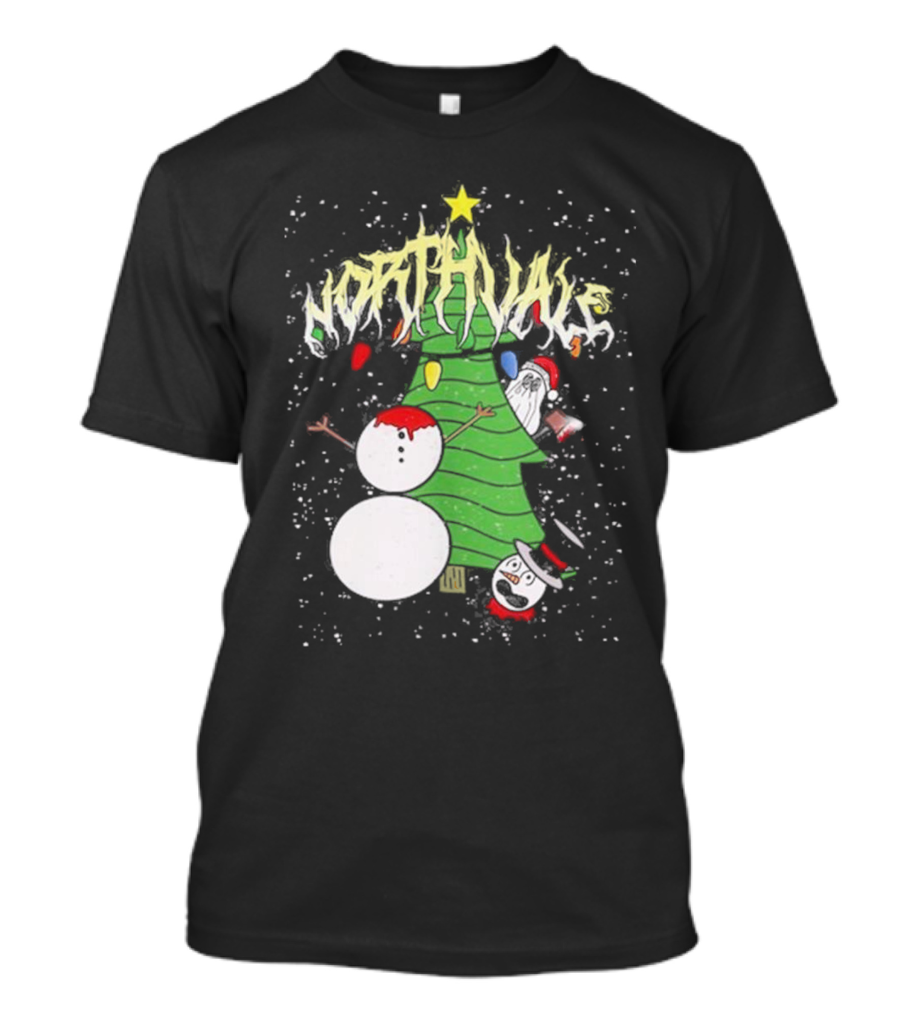 Northvale Headless Snowman Christmas Tree Festive Holiday Scene T-Shirt