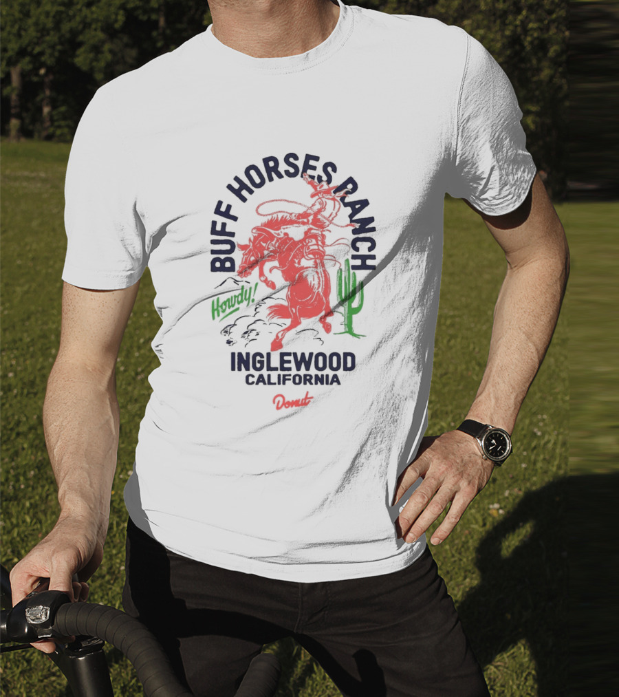 Buff Horses Ranch Howdy Inglewood California Donut T-Shirt