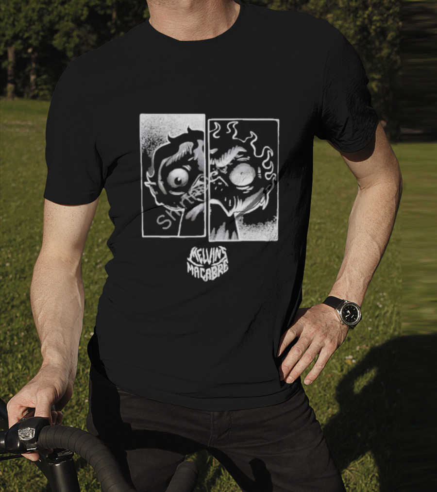 MeatCanyon Merch Melvin’s Macabre Split Face Creepy Comic T-Shirt