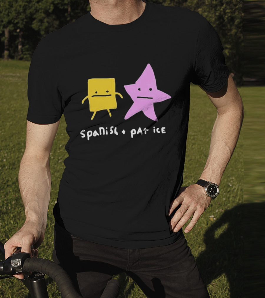Spanish And Pat Ice Cartoon Square And Star Characters T-Shirt