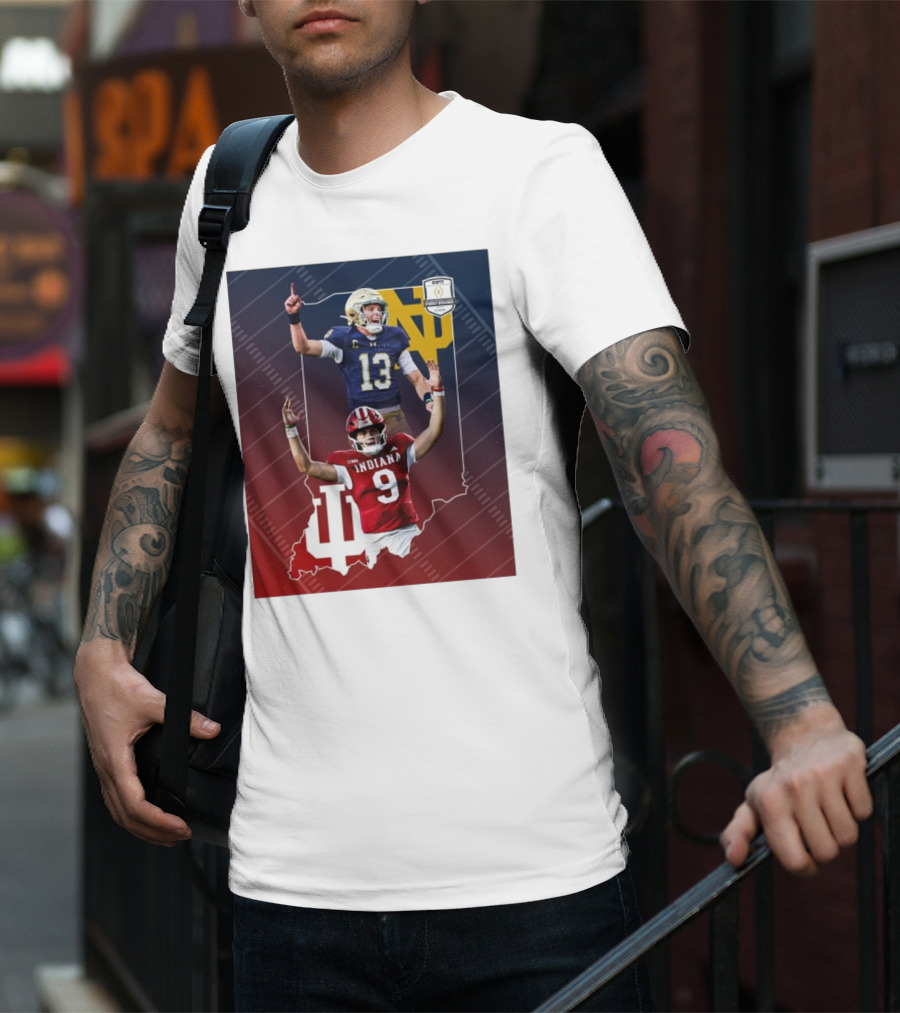 Indiana Hoosiers Versus Notre Dame Fighting Irish 12-Team CFP Friday Matchup T-Shirt