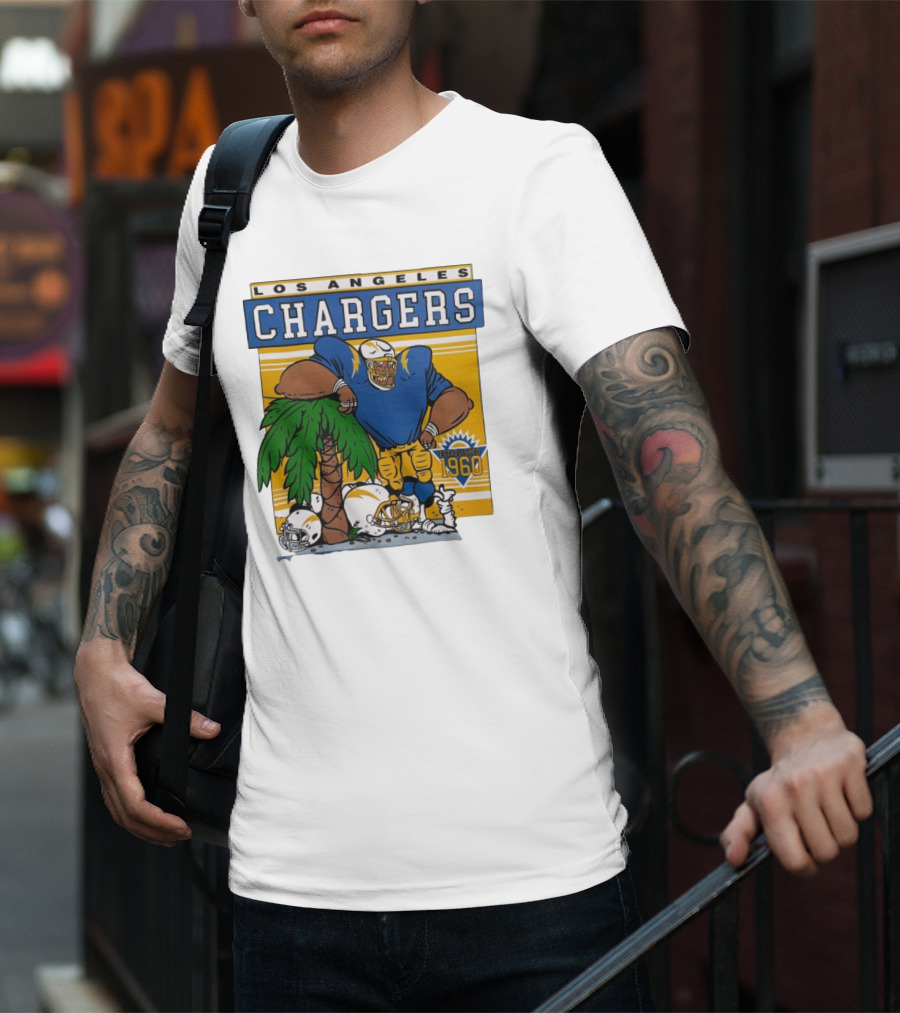 Los Angeles Chargers Crenshaw Skate Club Light Blue Palm Tree Established 1960 Football Player T-Shirt
