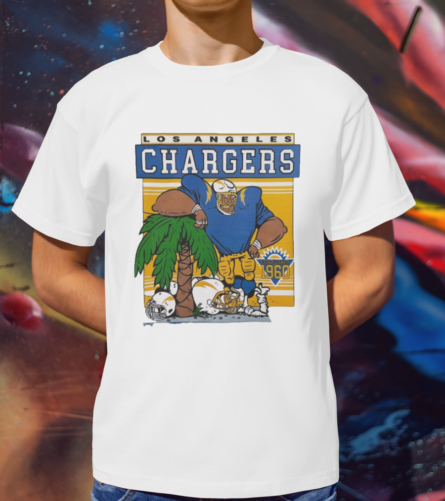 Los Angeles Chargers Crenshaw Skate Club Light Blue Palm Tree Established 1960 Football Player T-Shirt