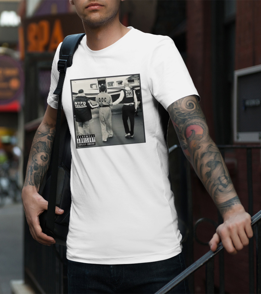 NYPD Police DOC Helicopter Pad Album Cover Parental Advisory T-Shirt