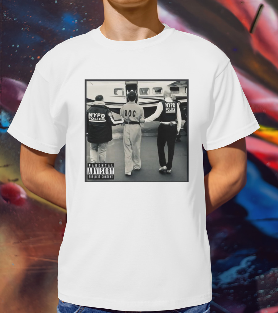 NYPD Police DOC Helicopter Pad Album Cover Parental Advisory T-Shirt