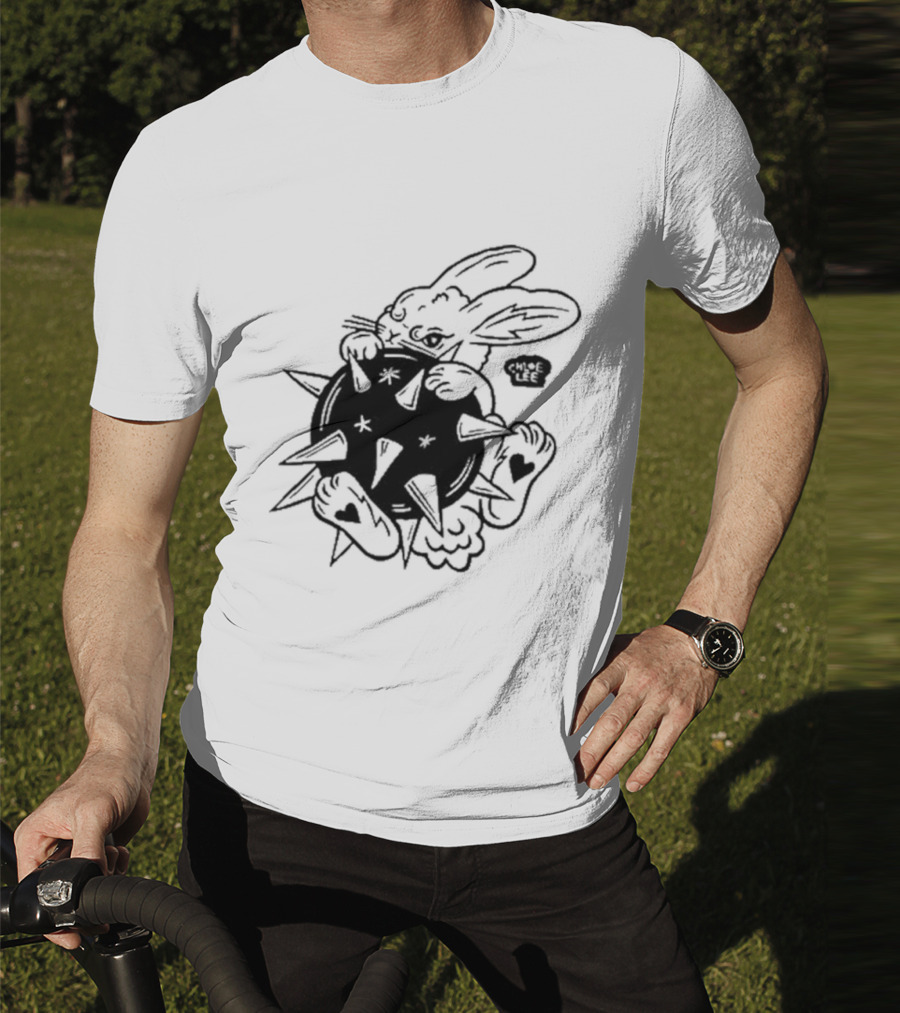 Chloeleeart Morningstar Bunny Holding Spiked Ball With Stars And Hearts T-Shirt