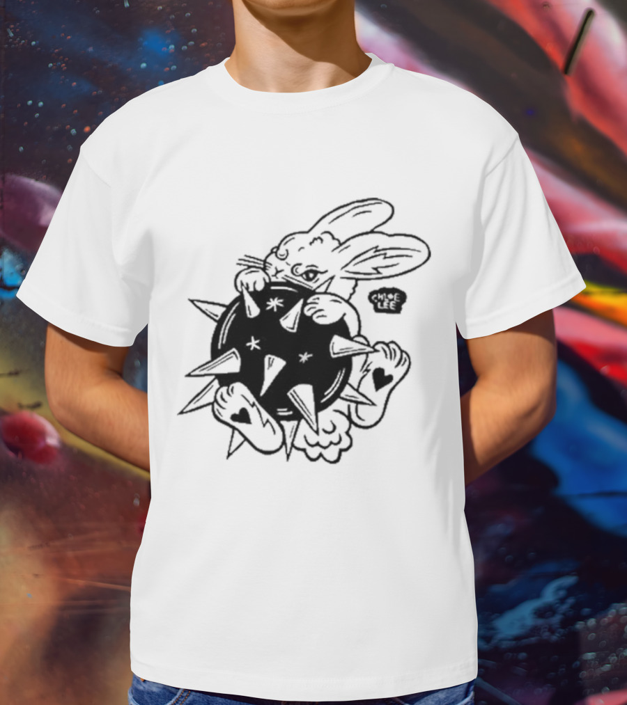 Chloeleeart Morningstar Bunny Holding Spiked Ball With Stars And Hearts T-Shirt