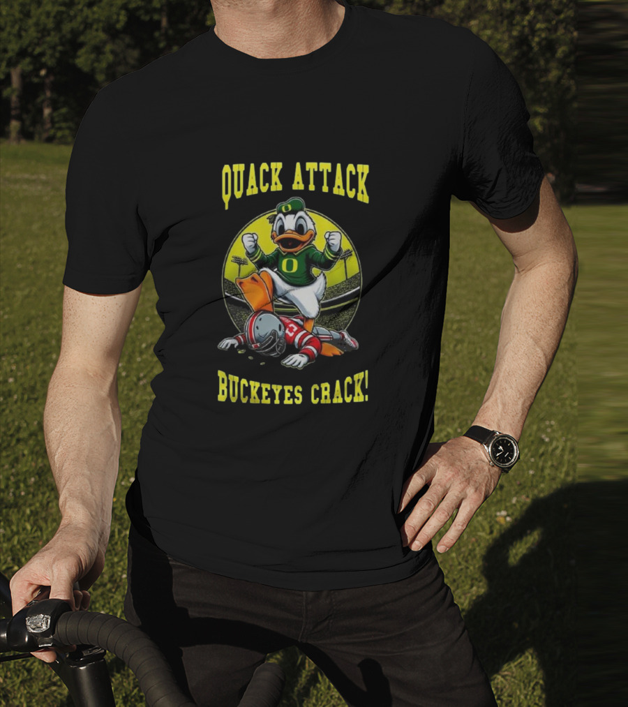 Oregon Ducks Quack Attack Buckeyes Crack Football Mascot Showdown 2025 T-Shirt