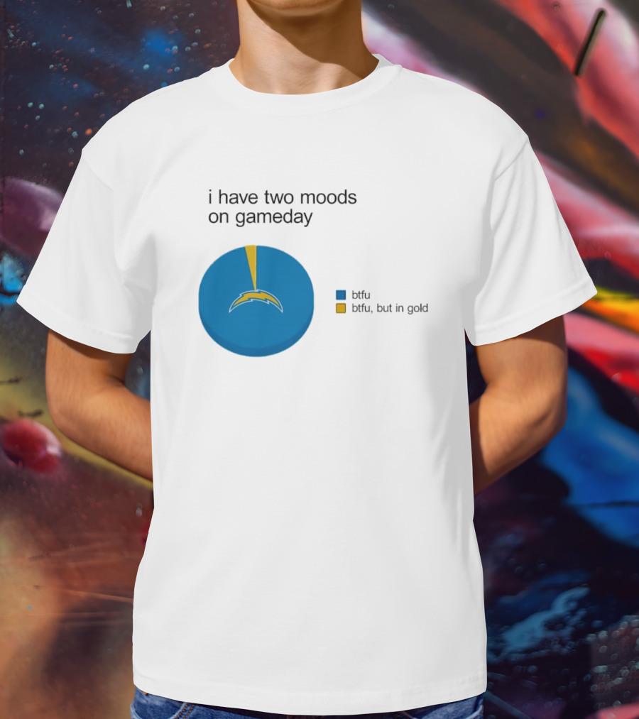 Los Angeles Chargers Two Moods On Gameday Btfu But In Gold T-Shirt