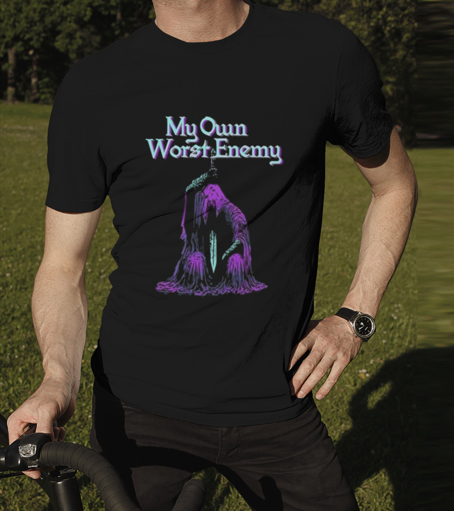 My Own Worst Enemy Raskolapparel Hooded Figure With Sword T-Shirt