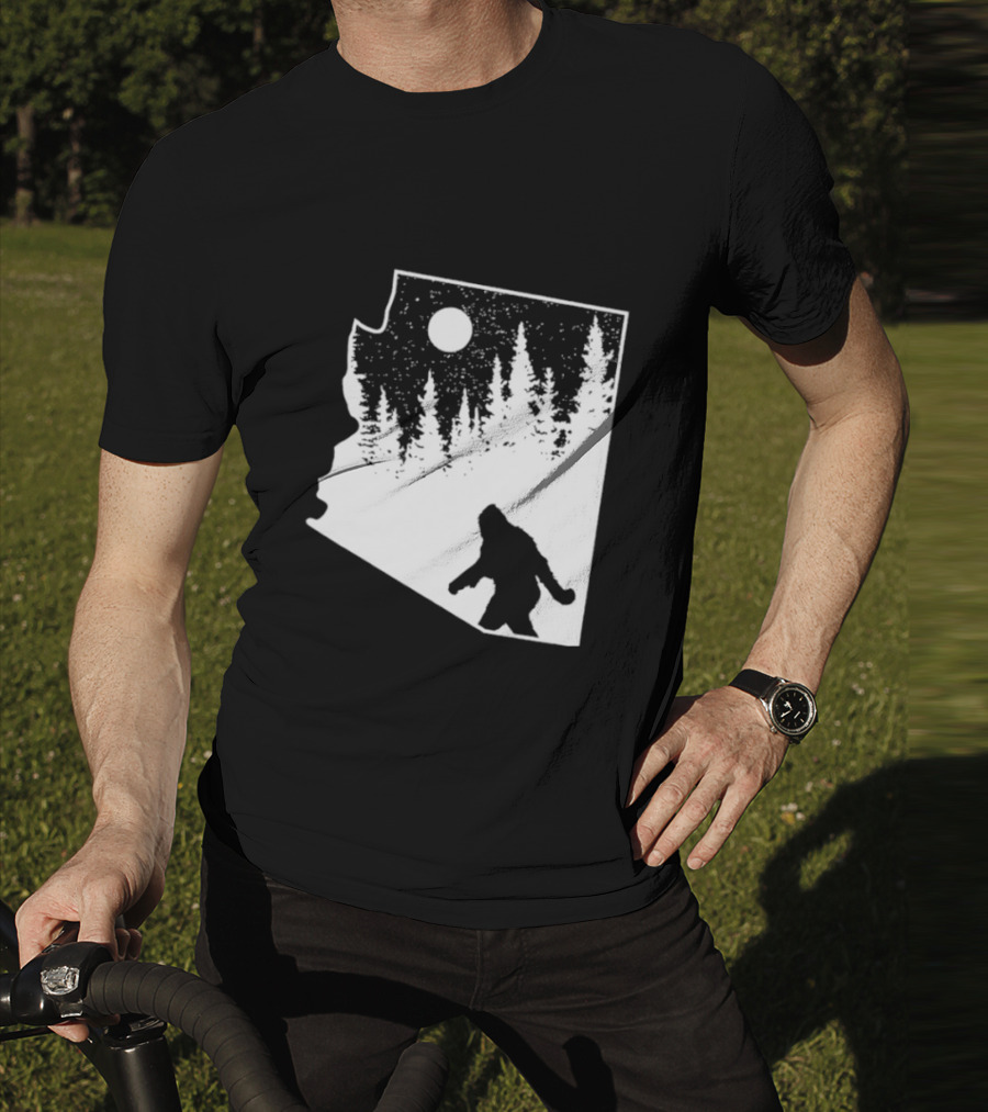 Bigfoot Arizona Pride Sasquatch Funny Arizona Map Forest Moon T-Shirt