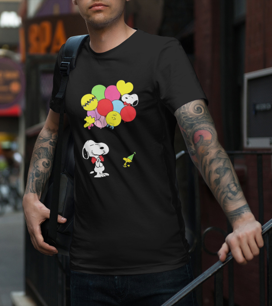 Peanuts Snoopy Woodstock Balloons Birthday T-Shirt