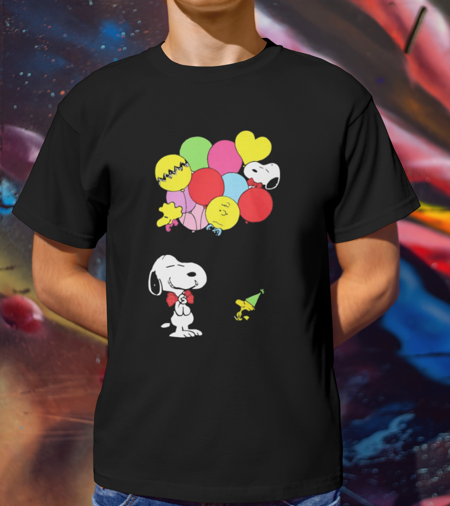 Peanuts Snoopy Woodstock Balloons Birthday T-Shirt