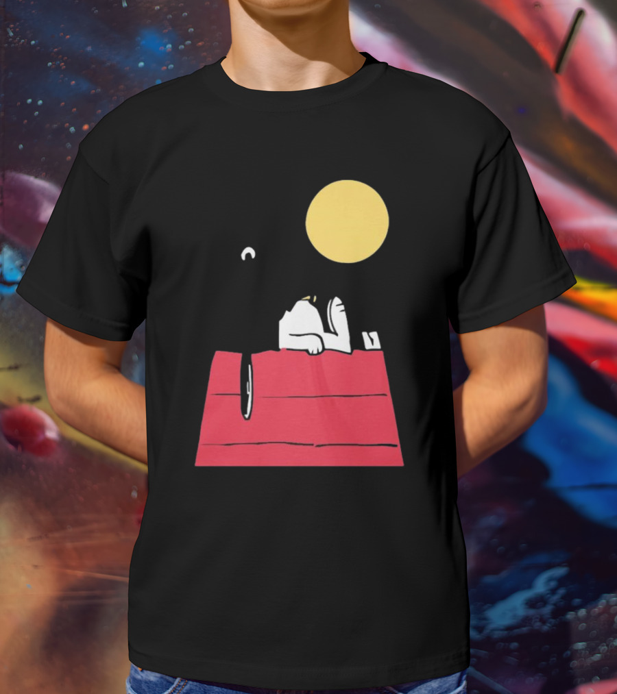 Snoopy Solar Eclipse Peanuts Doghouse Moon Charlie Brown T-Shirt