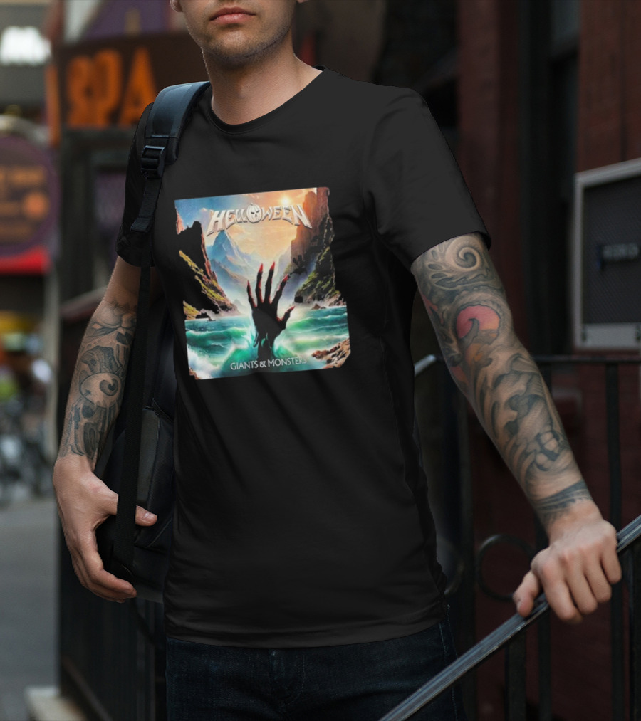Helloween Giants & Monsters Album Art With Raising Hand In Ocean Released August 29th 2025 T-Shirt