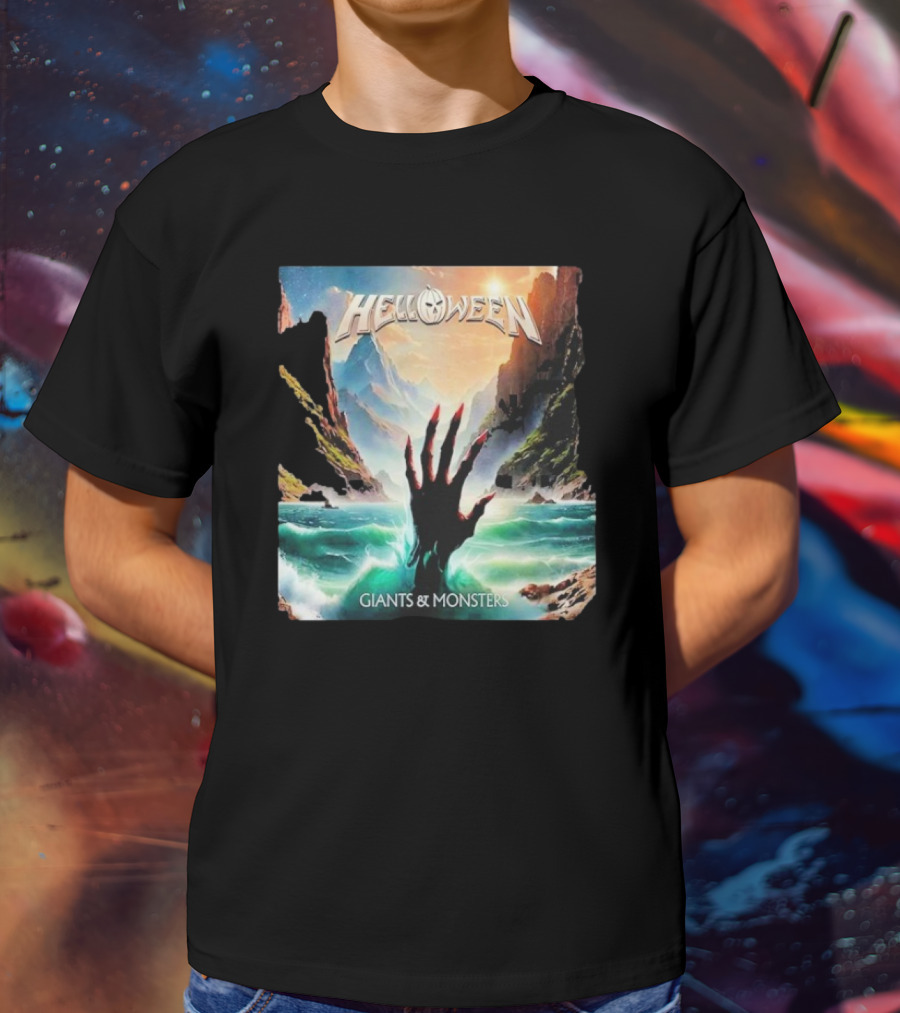 Helloween Giants & Monsters Album Art With Raising Hand In Ocean Released August 29th 2025 T-Shirt
