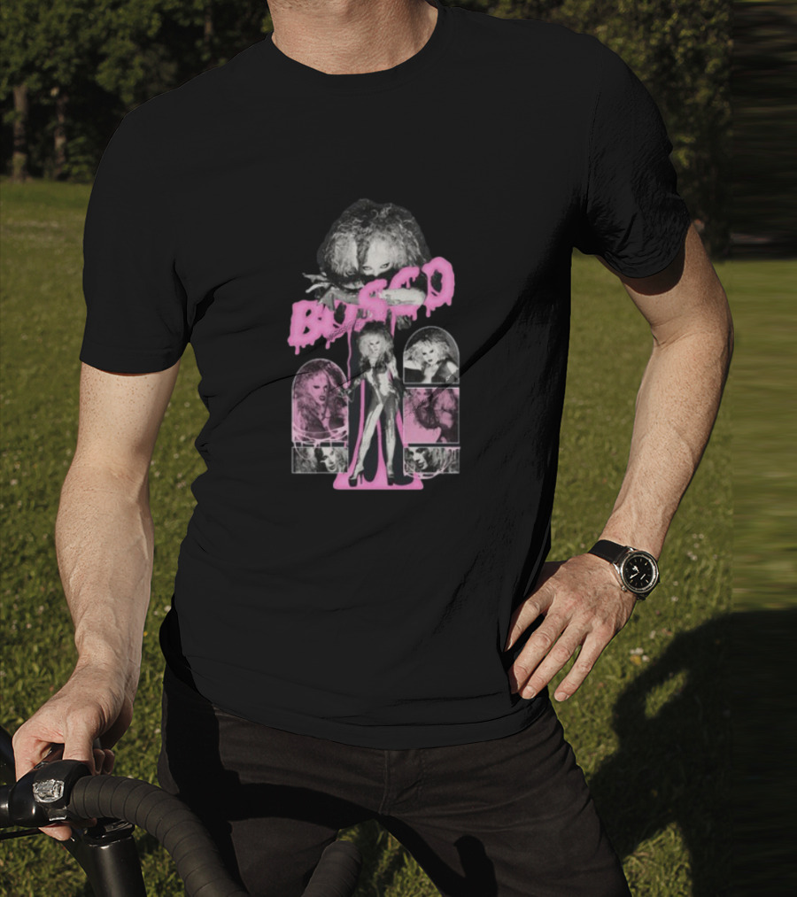 Hereisbosco Blobsco Bosco Pink Dripping Text With Monochrome Images T-Shirt