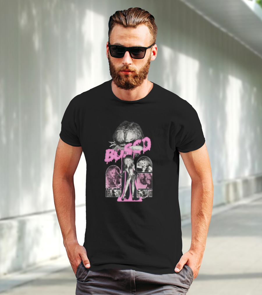 Hereisbosco Blobsco Bosco Pink Dripping Text With Monochrome Images T-Shirt