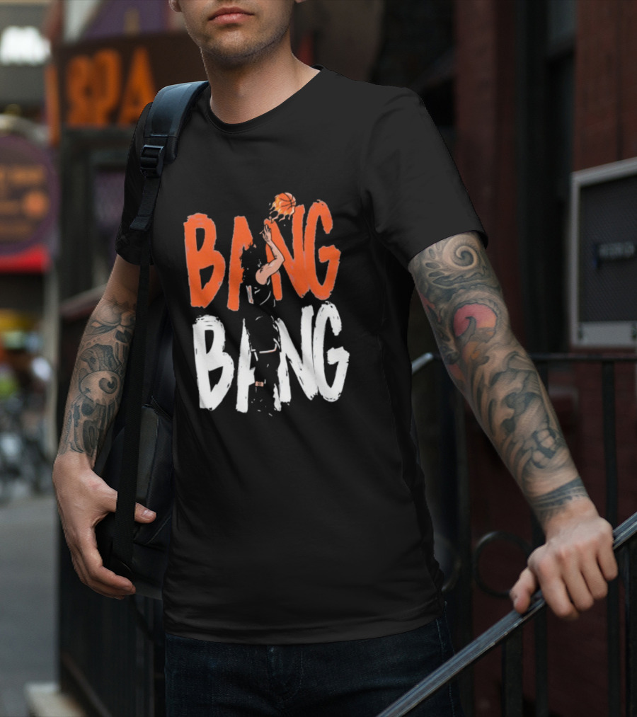 Jalen Brunson Basketball Bang Bang Orange White Combination T-Shirt