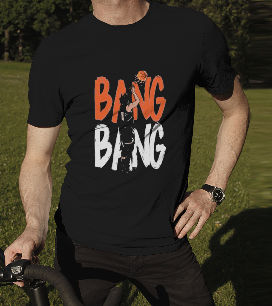Jalen Brunson Basketball Bang Bang Orange White Combination T-Shirt