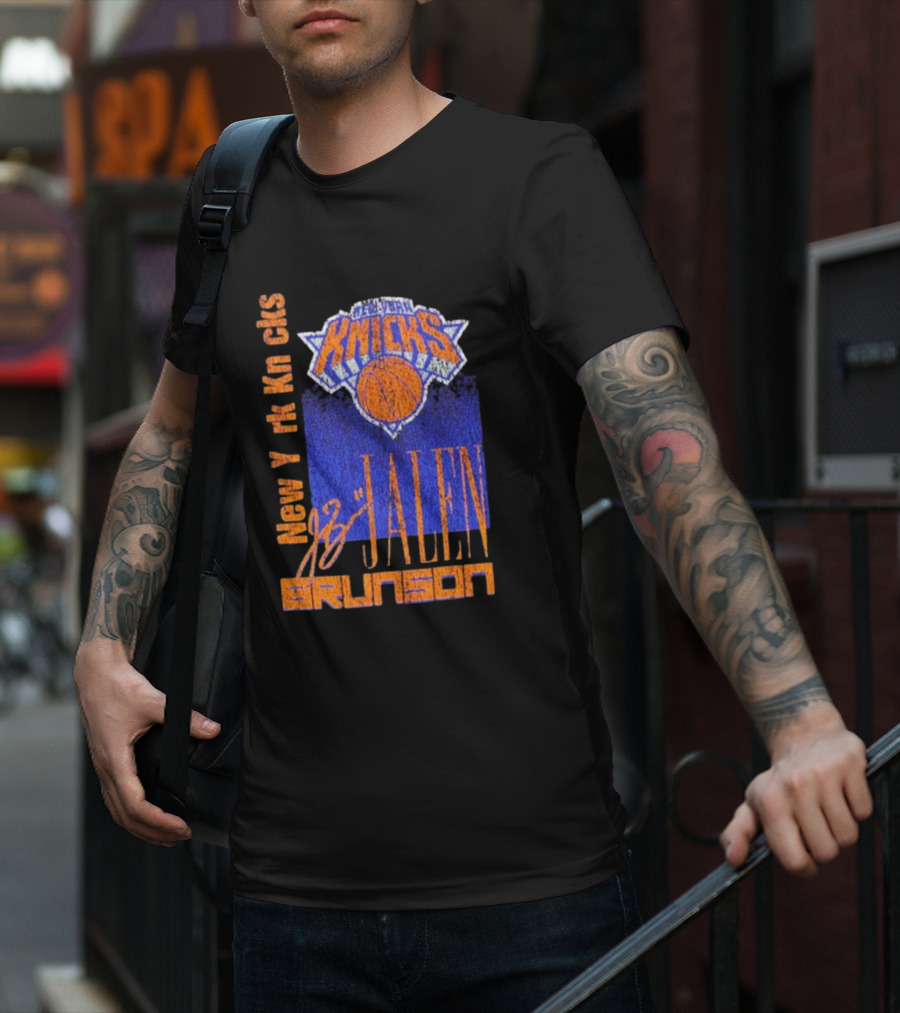 New York Knicks Jalen Brunson NBA Player Signature T-Shirt