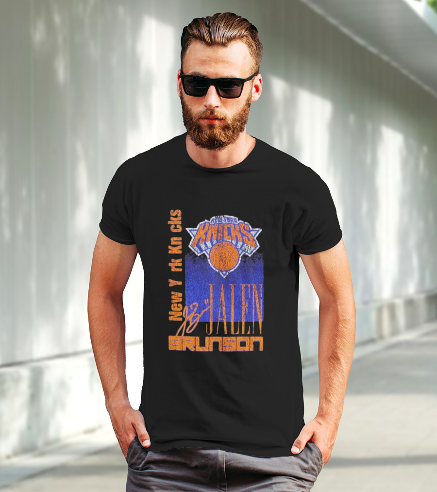 New York Knicks Jalen Brunson NBA Player Signature T-Shirt