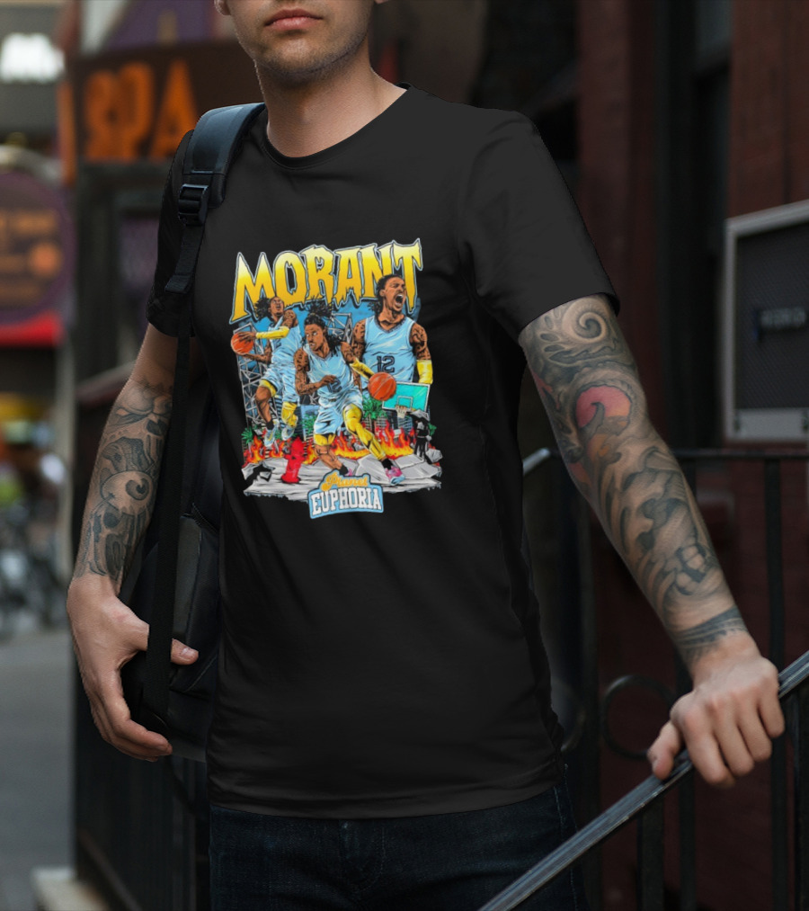 Morant Planet Euphoria Basketball Action Scene T-Shirt