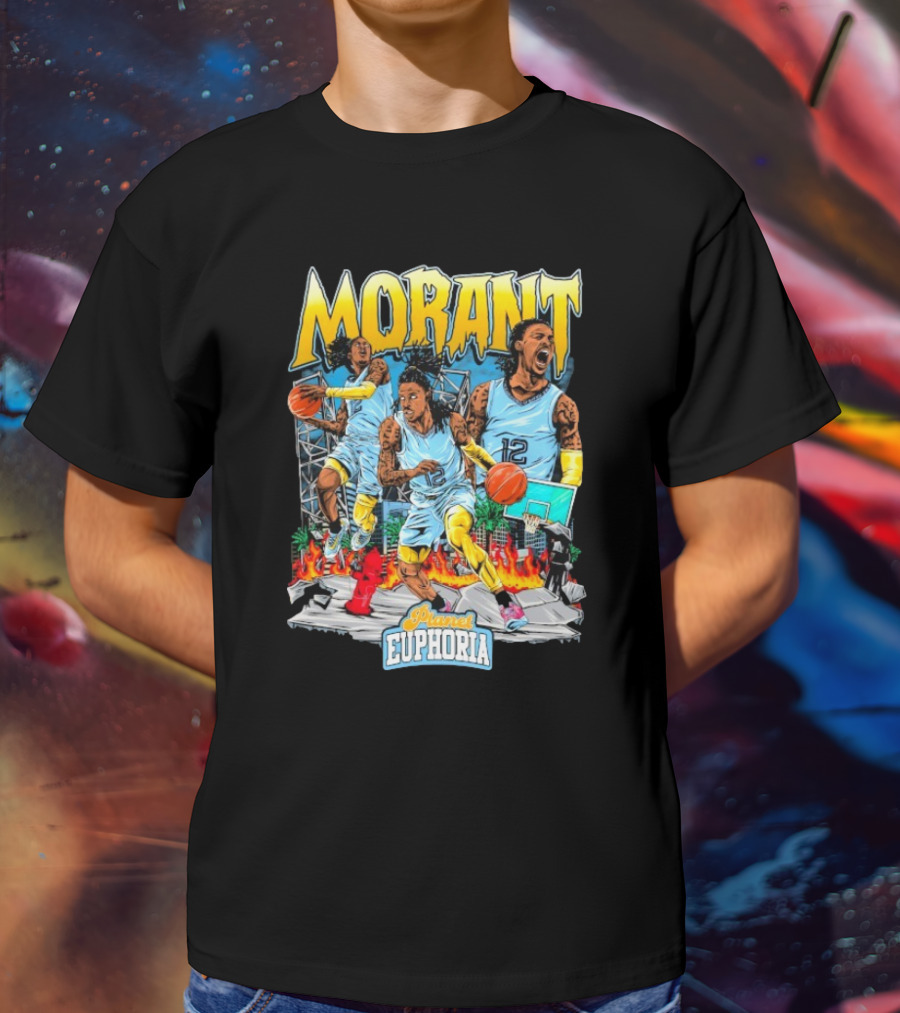 Morant Planet Euphoria Basketball Action Scene T-Shirt