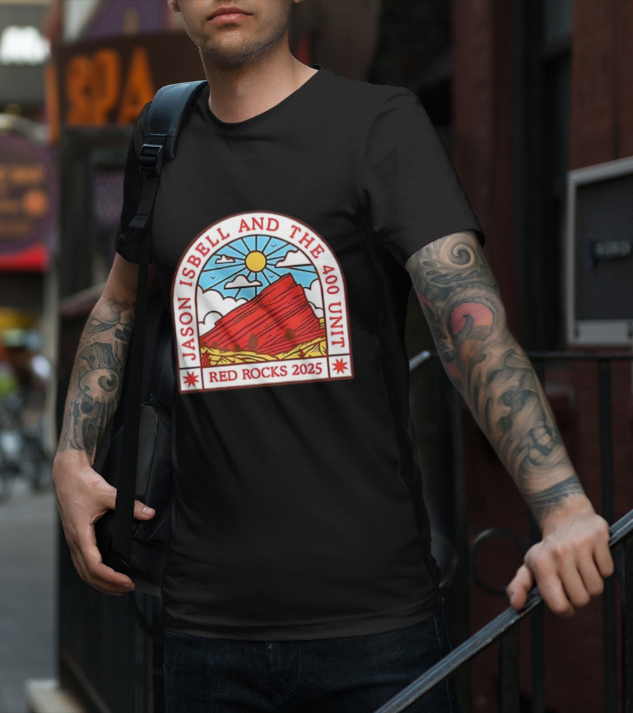 Jason Isbell And The 400 Unit Red Rocks 2025 Sun And Mountains T-Shirt