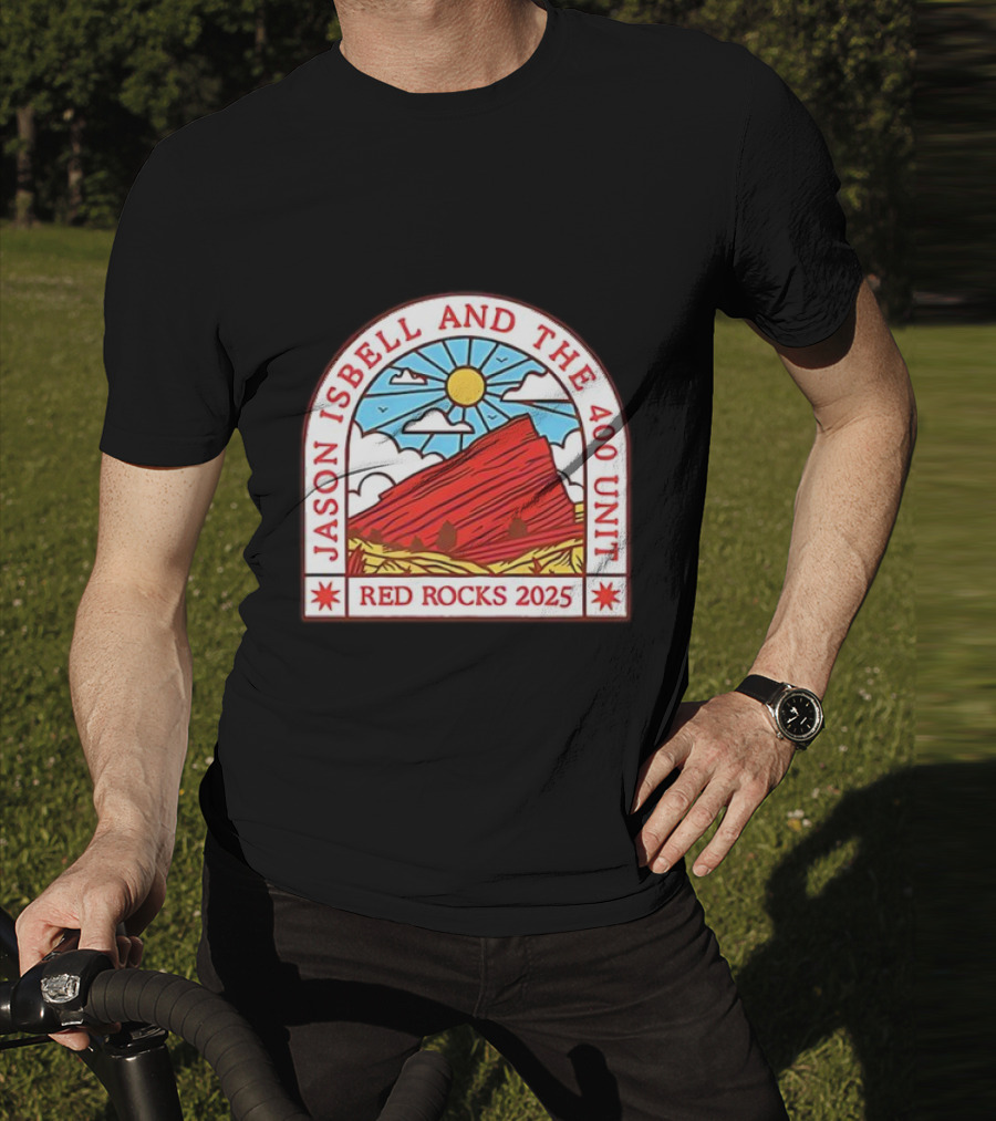Jason Isbell And The 400 Unit Red Rocks 2025 Sun And Mountains T-Shirt