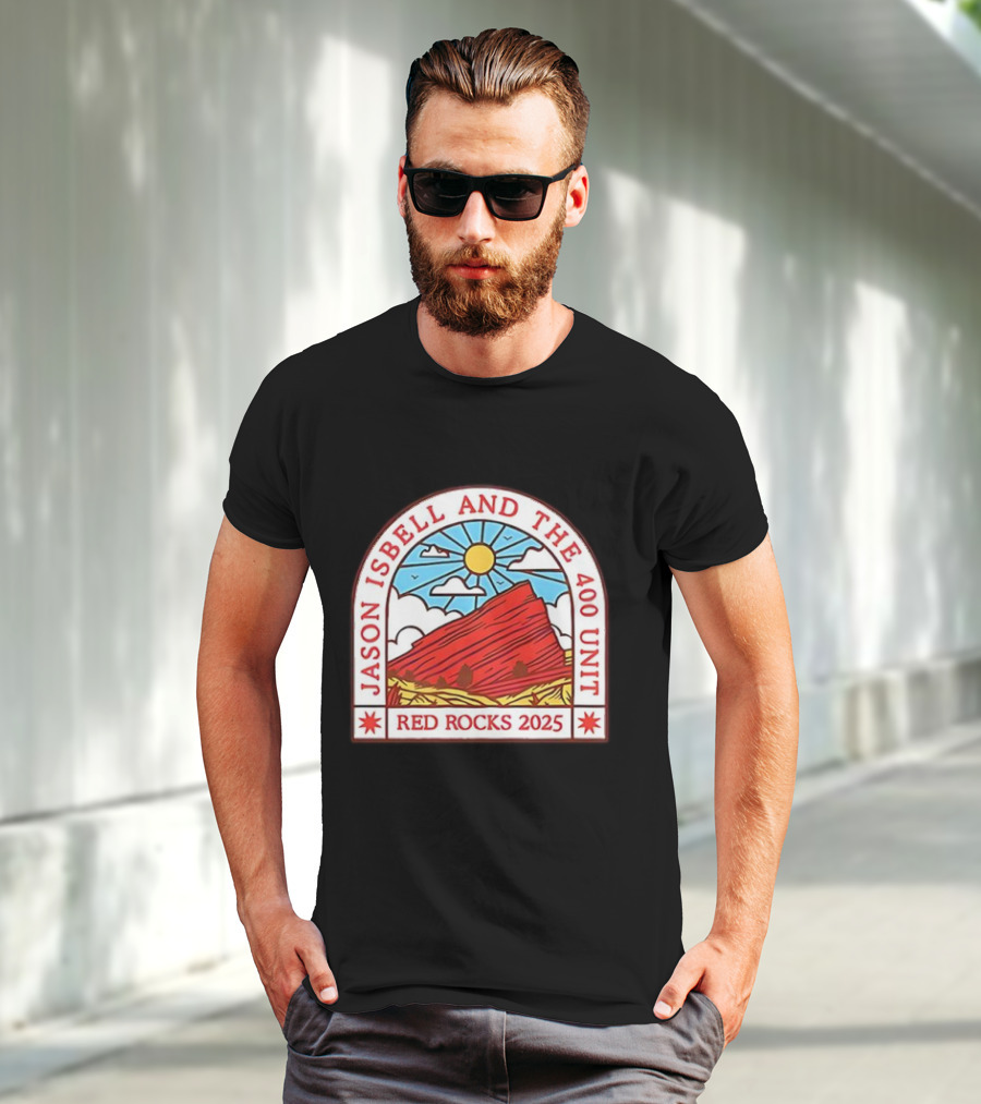 Jason Isbell And The 400 Unit Red Rocks 2025 Sun And Mountains T-Shirt