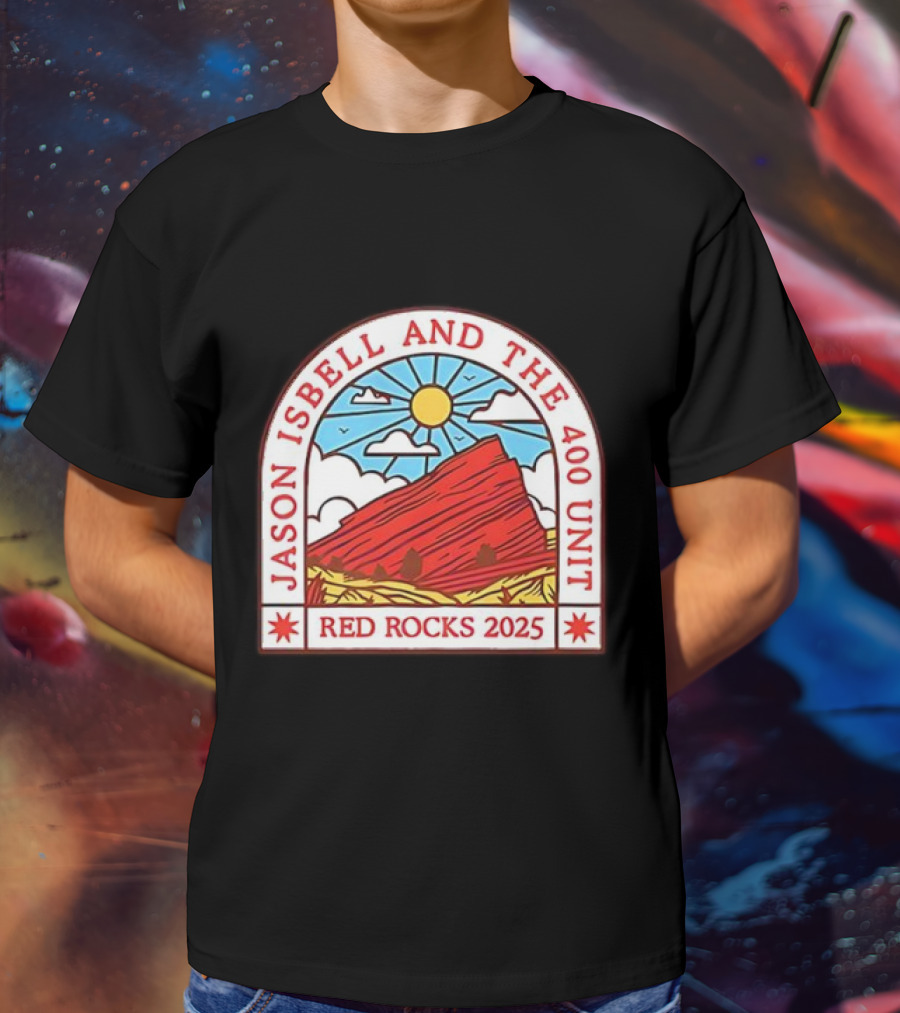 Jason Isbell And The 400 Unit Red Rocks 2025 Sun And Mountains T-Shirt