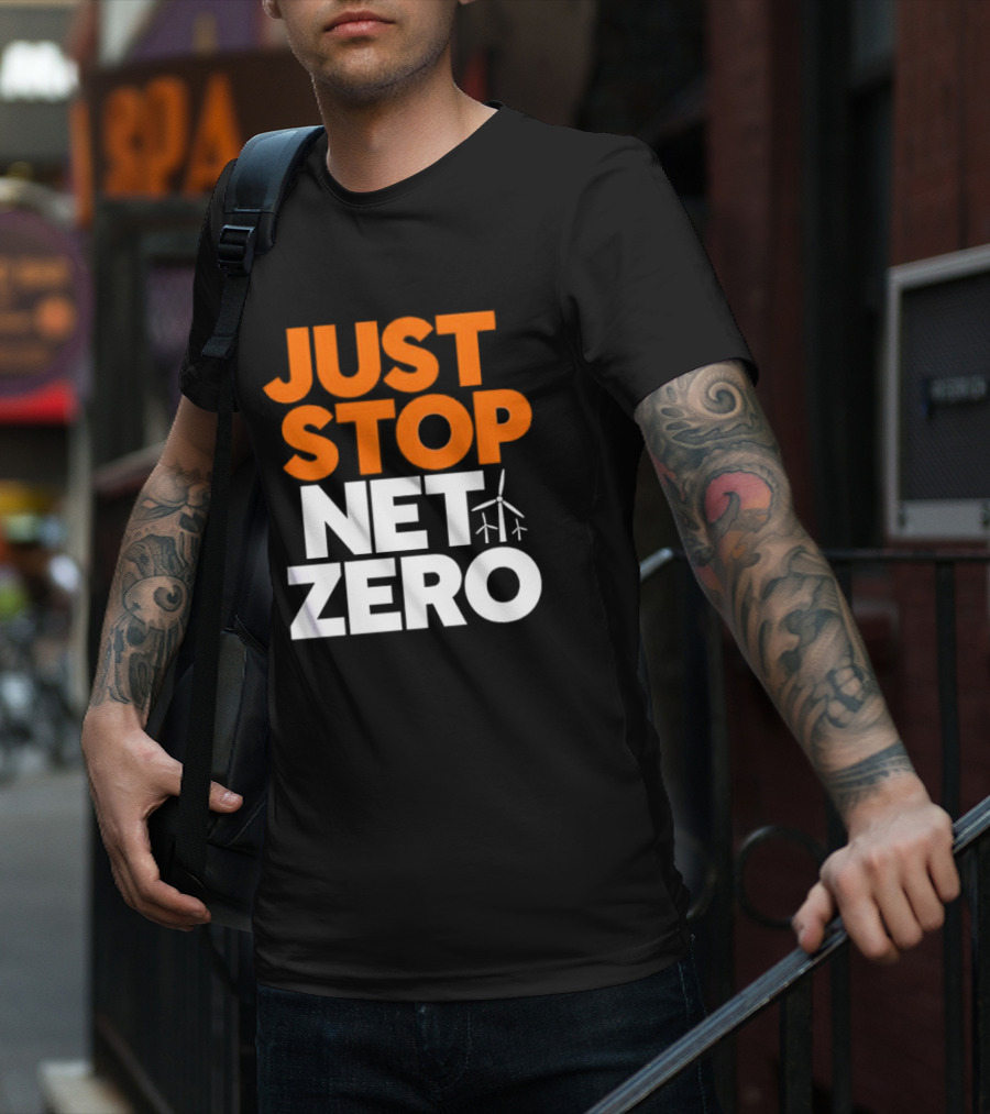 Just Stop Net Zero Wind Turbine Icon T-Shirt