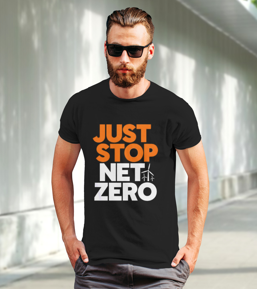 Just Stop Net Zero Wind Turbine Icon T-Shirt