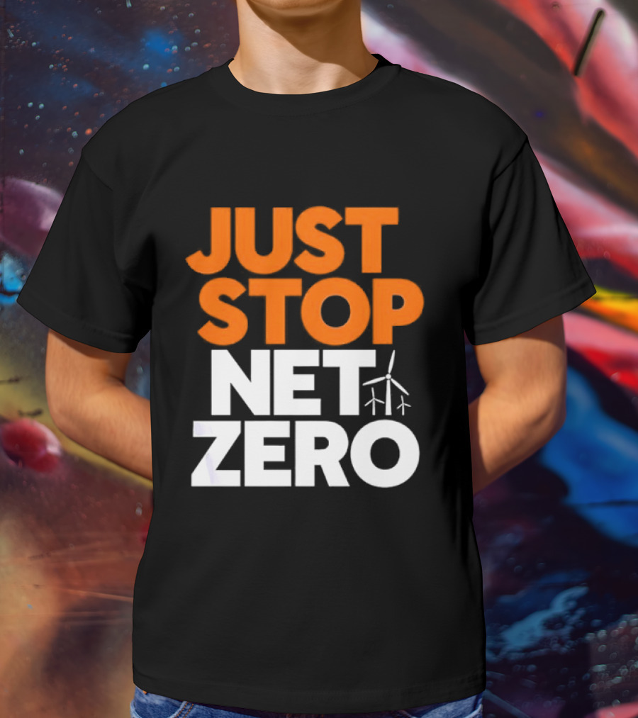 Just Stop Net Zero Wind Turbine Icon T-Shirt