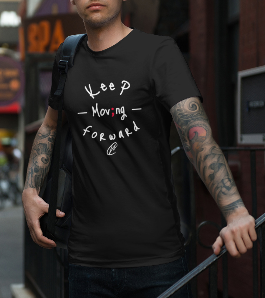Keep Moving Forward Semicolon Script Text T-Shirt