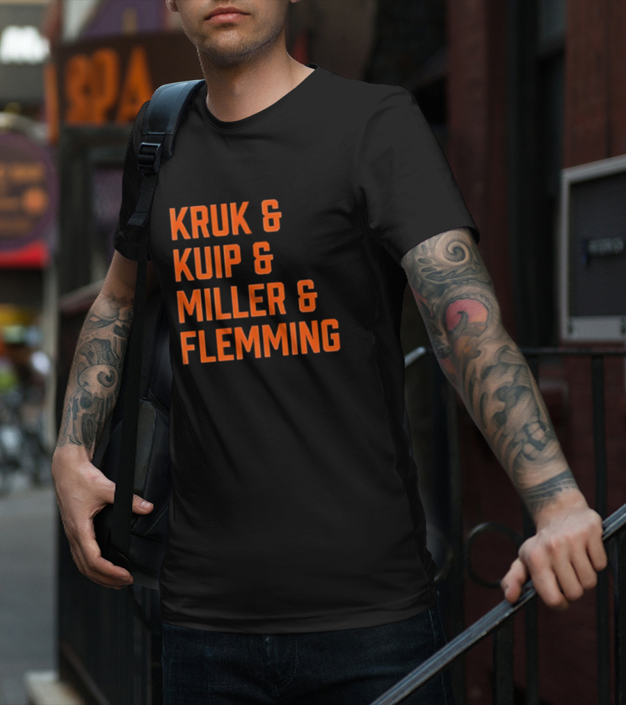 Kruk Kuip Miller Flemming Baseball Broadcasters Orange Text T-Shirt