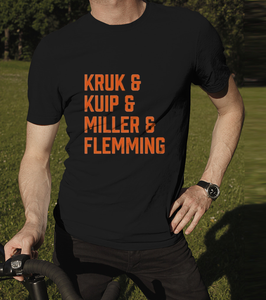 Kruk Kuip Miller Flemming Baseball Broadcasters Orange Text T-Shirt