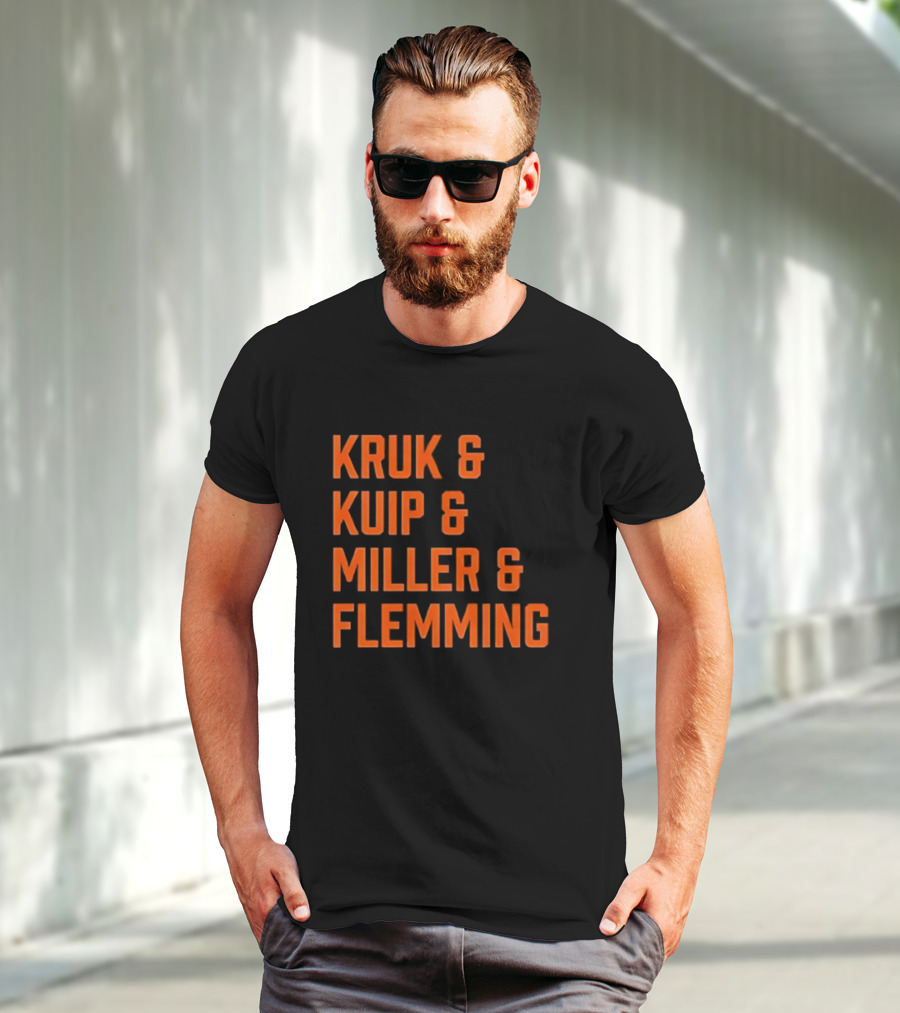 Kruk Kuip Miller Flemming Baseball Broadcasters Orange Text T-Shirt