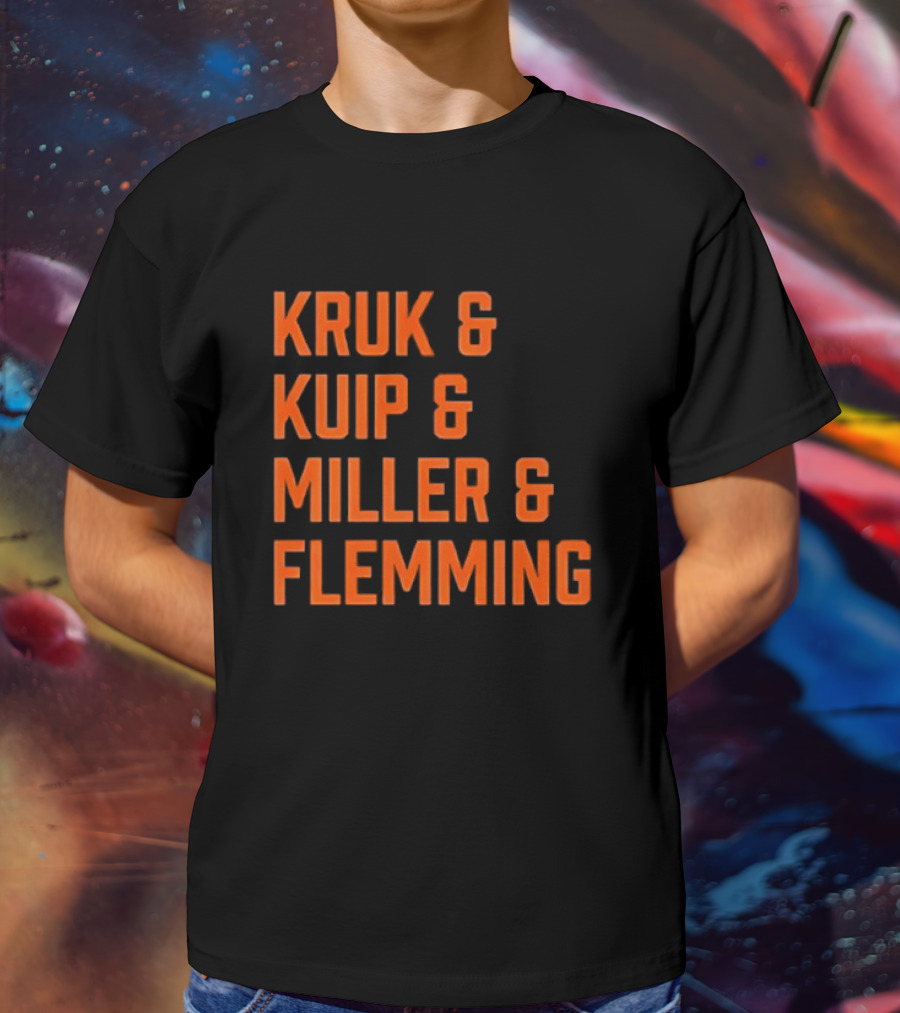 Kruk Kuip Miller Flemming Baseball Broadcasters Orange Text T-Shirt