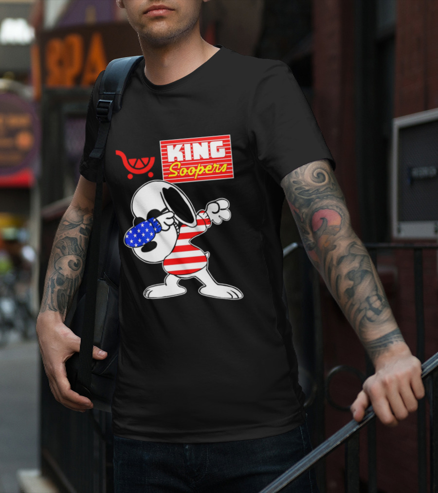 King Soopers Snoopy Dabbing USA Flag Style T-Shirt