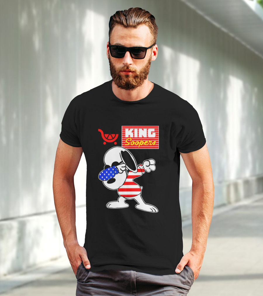 King Soopers Snoopy Dabbing USA Flag Style T-Shirt